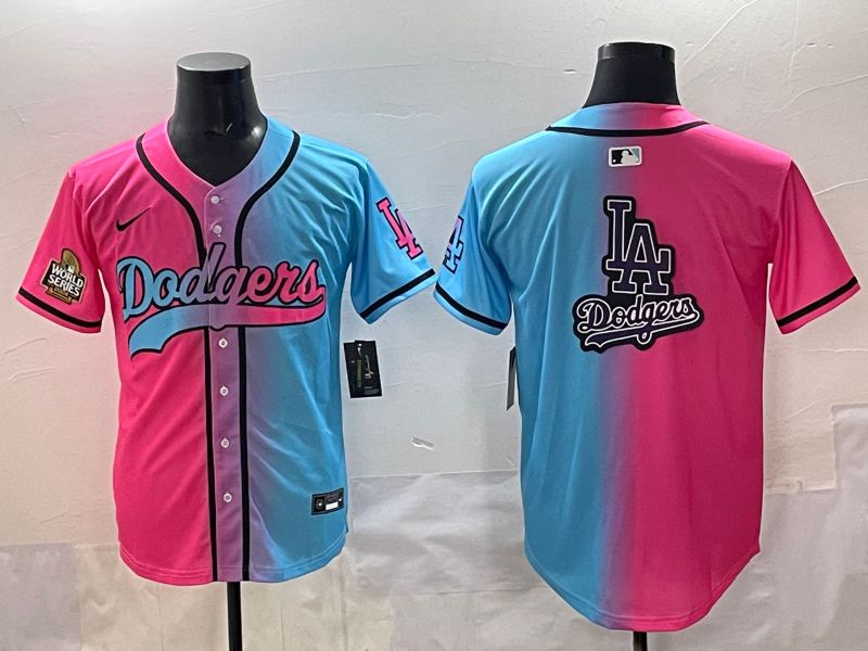 Men 2025 Los Angeles Dodgers Blank Blue pink Game Nike MLB Jersey style 0015->los angeles dodgers->MLB Jersey